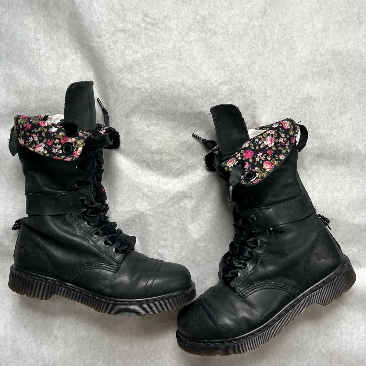 Bottes Dr. Martens 1914 Noir, Lacets Larges écru, Pointure 42 - Occasion