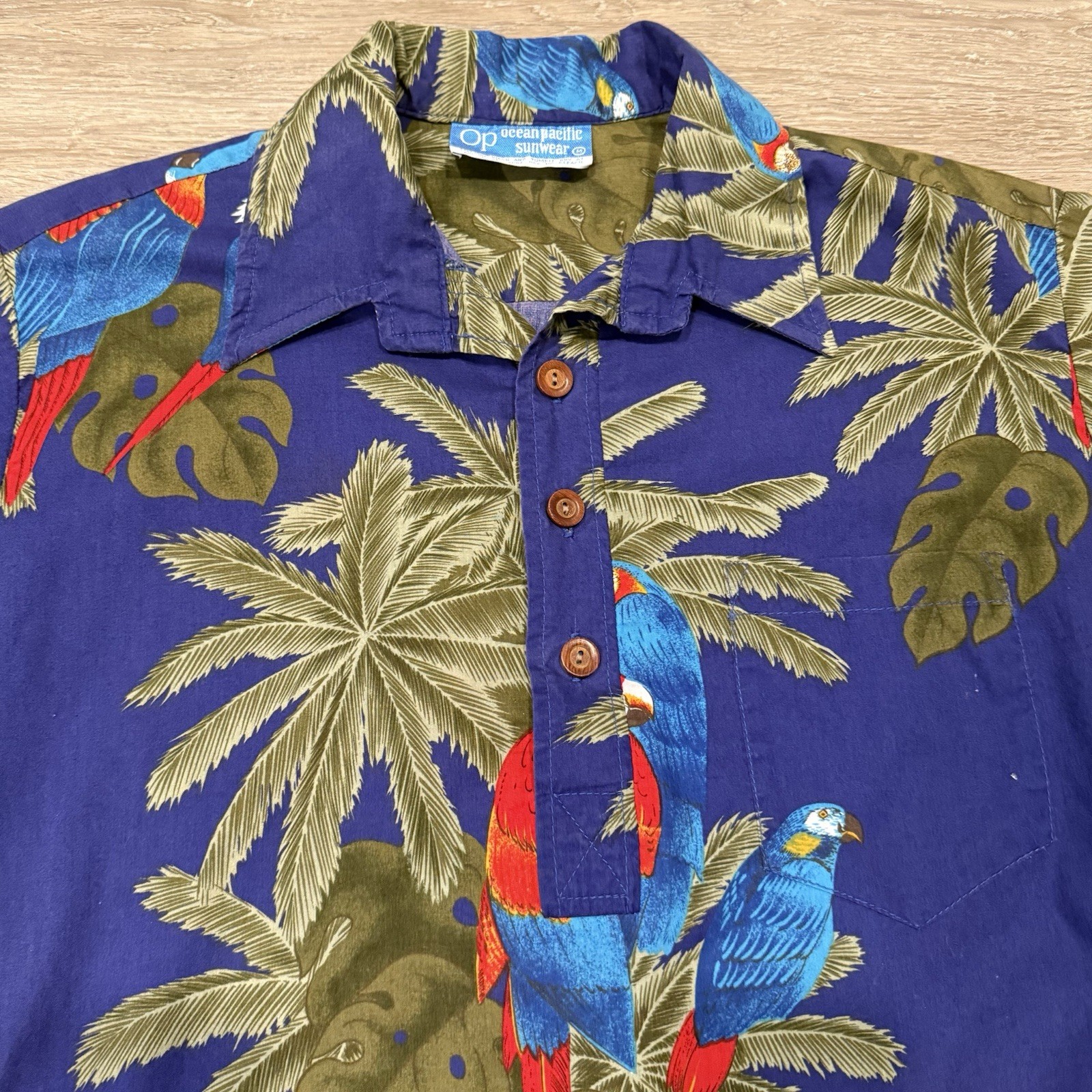 Vintage OP Ocean Pacific Sunwear Shirt Men’s M Hawaiian Floral Reverse Print 70s image 3