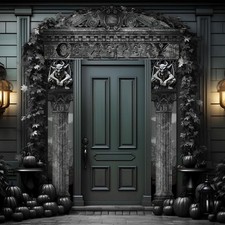 3 Pcs Halloween Cemetery Archway Banners Gothic gray