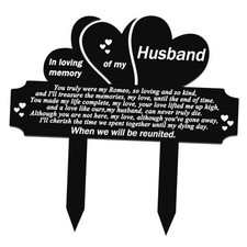 Memorial Stakes Grave Decorations for Cemetery Grave Plaque Heart Husband