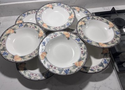 Vintage Mikado Intaglio Garten Ernte Suppenschalen x 8 Ostern Frühling Essen 