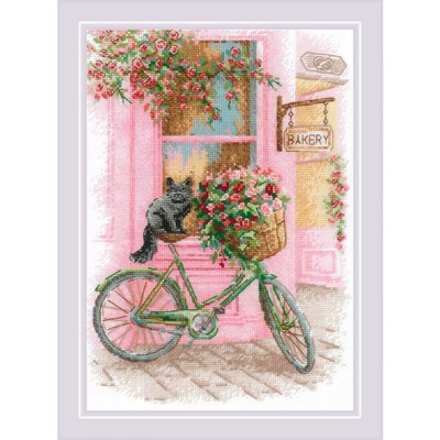 Riolis Kreuzstich Stickpackung ''Blumige Fahrt'', Zählmuster, 21x30cm