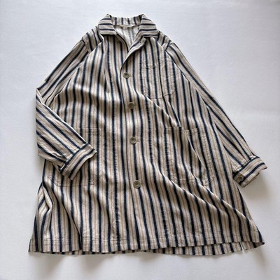 ICHI Antiques Indigo Stripe Jacket Women Oversized Linen Atelier Style Japan