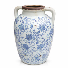 Blumenvase Kanne Vase Krug Keramik floral Blumen Landhausstil Antik Deko NEU