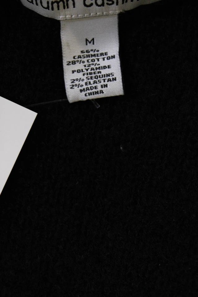 Осень кашемир женщин V шеи кашемир блестки вязаный свитер жилет черный средний - Изображение 4 из 4