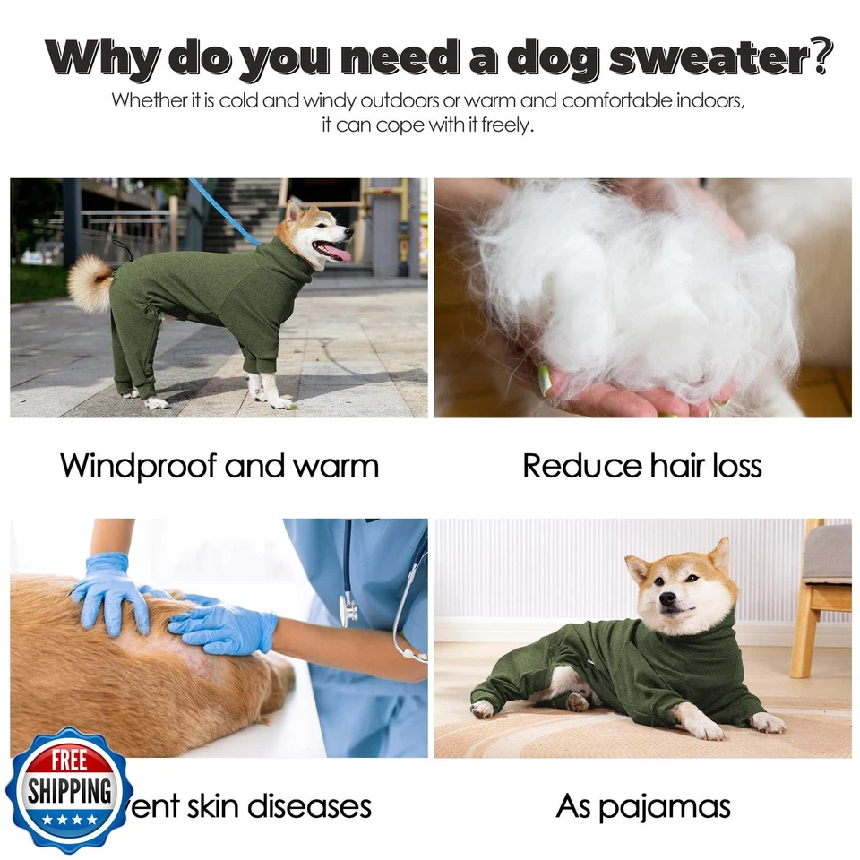 Dotoner Pullover Dog Sweater with Leash Hole - High Collar Cold Weather Vest - Image 3 of 4