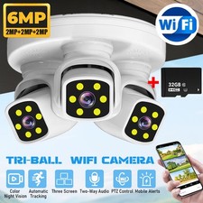 6MP WIFI Camera Three Lens Auto Tracking 360  PTZ Security Night Vision Camera