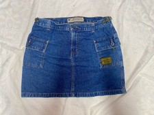 Y2K American Eagle Outfitters Blue Denim Cargo Skirt Button Pockets Short Size 8