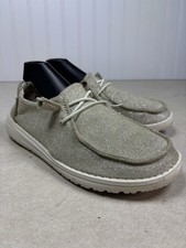 Hey Dude Wendy Stretch Sparkling Beige Slip On Loafers Womens Sz 6 Shoes Glitter
