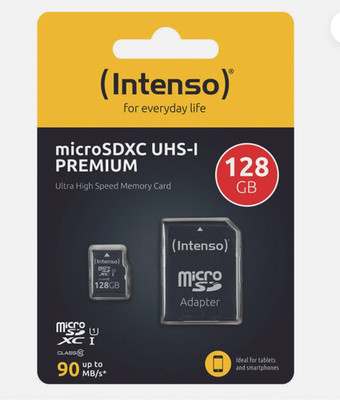 Intenso Micro SDXC Karte 128GB Speicherkarte UHS-I Premium 90MB/s Class 10
