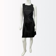 NWT Carolina Herrera $6990 Runway Black *Nappa Leather & Mesh* Illusion Dress 8