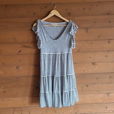 Max Studio Jersey Mini Dress Preppy Striped Ruffle Nautical Coastal Flowy Boho