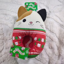 Original Squishmallows Cam The Calico Christmas Cat Slippers Size 11 12 Youth