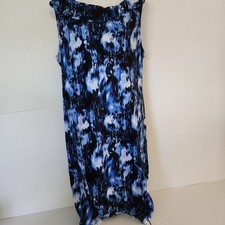 NWT Rafaella Blue Black Sleeveless Dress Abstract Print Size L Career Office