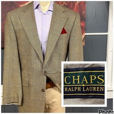 Vintage Chaps Ralph Lauren Silk Wool Blazer Mens 42L Long Khaki/Olive/Others