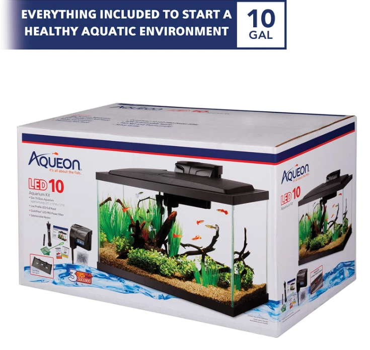 Aqueon水族箱鱼缸入门套件带LED照明10加仑鱼缸 — 第 2/4 张图片