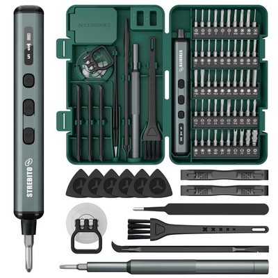 STREBITO Mini Electric Screwdriver 67 in 1 Precision Set 50 S2 Bits 5 Torque 4 L