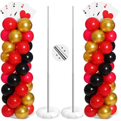 2 Sets Casino Theme Party Decoration Adjustable Poker Themed Balloon Column S...