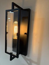 Wall Lighting Lamp Industrial Black Wall Sconces- 8 Light Fixtures W Plate Glass