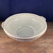 Vintage Limoges France Porcelain Footed Serving Bowl Gold Garland Handles 11"