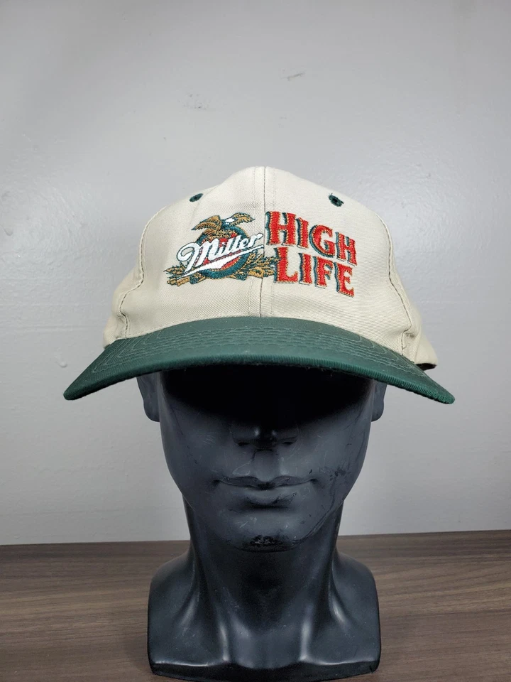 Gorra Miller High Life de Colección Gorra Snapback Dos Tonos Verde y Beige Años 90 Promoción Cerveza Foto 3 de 4