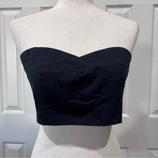 Tube Top Strapless Tie Back Crop Tank Top Black Sz M