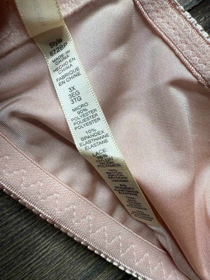 Sujetador Rhonda rosa cizalla satinado y encaje cobertura completa copa suave 3X Foto 3 de 4