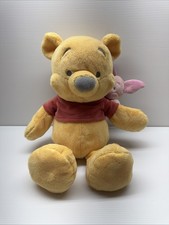 Disney Parks Winnie the Pooh and Piglet on Back 16" Plush Rare CLEAN EUC