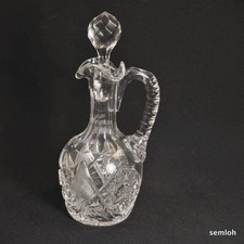 American Brilliant Period ABP Cut Clear Glass Cruet Hobstar Fan Facets 1890-1910