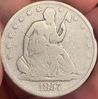 1857 seated liberty half dollar Good details Cleaned