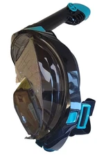 Full Face Snorkel Mask w/ Dry Top System Foldable NEW Snorkle Black/Turquoise