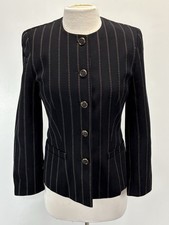 Vtg Escada Margaretha Ley Blazer Jacket Sz 36 Women s Black Striped Lined Wool