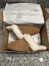 Women's UGG Scuffette II Suede Sheepskin Slip-On Slippers Chestnut Brown Size 9