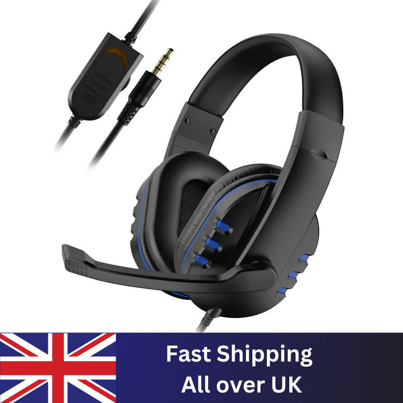 Gaming Headset with Microphone Mic Headphones For PC Laptop PS4 PS5 Xbox One UK