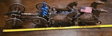 30" Civil War Limber Cannon, 4 horse Team  3 Blue Union Crew Plastic Damage
