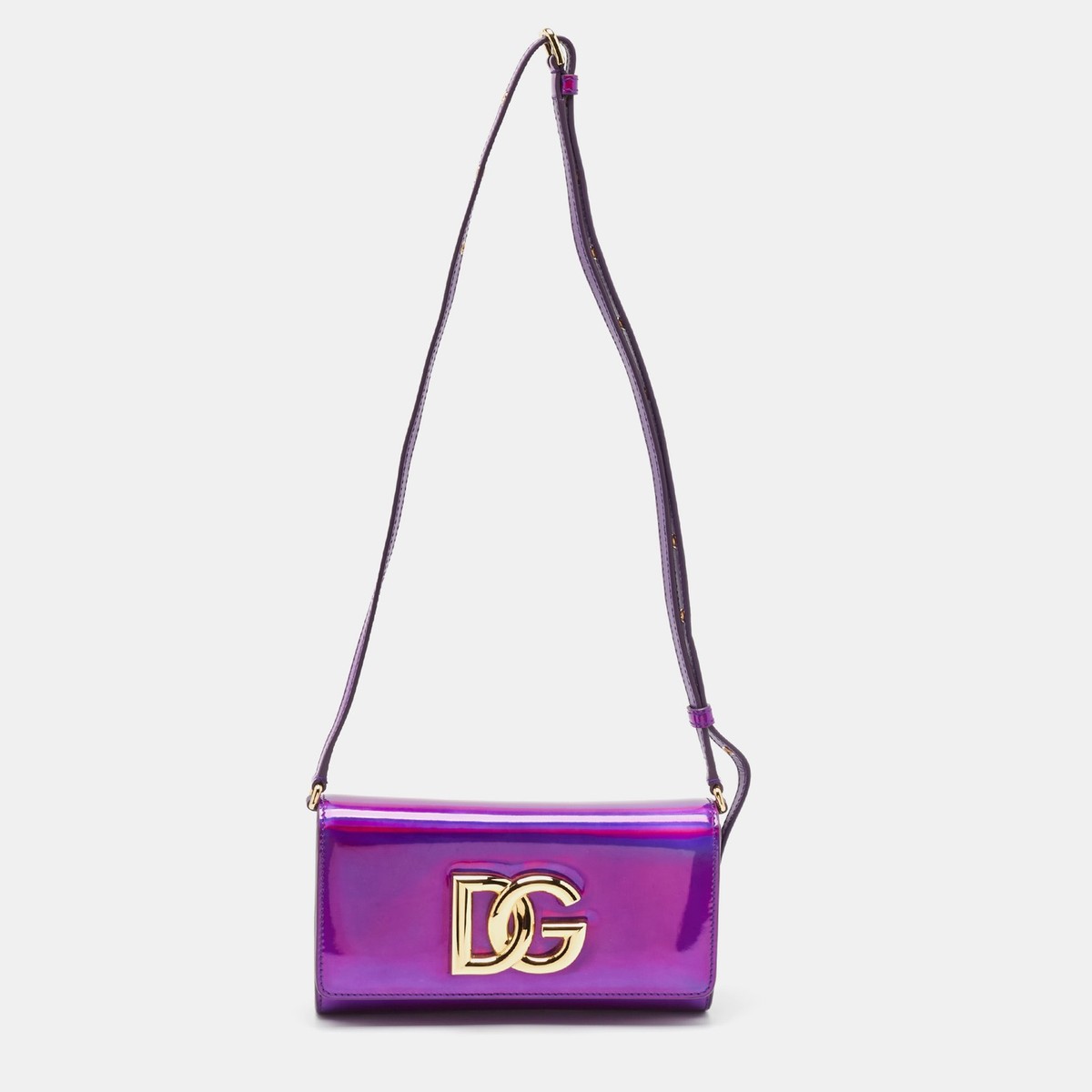 【新品・国内即発】DOLCE&GABBANA BP2541 B5382 80995-PURPLE Dolce & Gabbana Purple Holographic Patent Leather DG