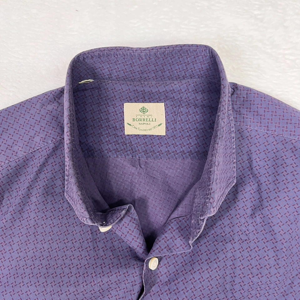 Camisa social masculina Luigi Borrelli Napoli 16.5 42 feita na Itália - Imagem 2 de 4