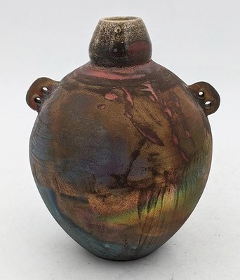 RAKU GEBRANNTE STUDIO KERAMIK VASE ''C.T?'' GEPRÄGTE MARKE