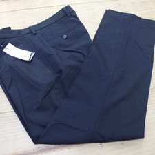 Perry Ellis Mens Modern Fit Dress Pants 34x32 Black Solid Birdseye Stretch NWT