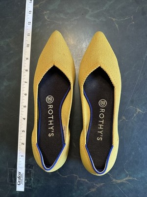 Rothys Women's Yellow Knit Pointed Toe 7.5 