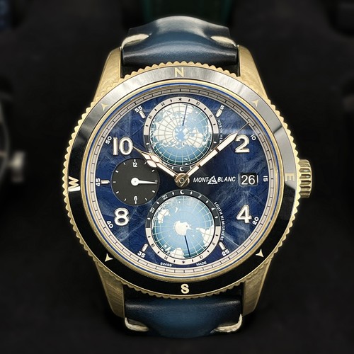 Montblanc 1858 Geosphere 0 Oxygen Bronze Blue Dial 42mm 129415 Full Set
