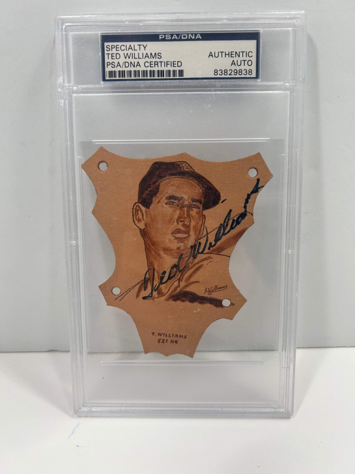 TED WILLIAMS BURNED LEATHER SIGNED AUTOGRAPH AUTO PSA/DNA