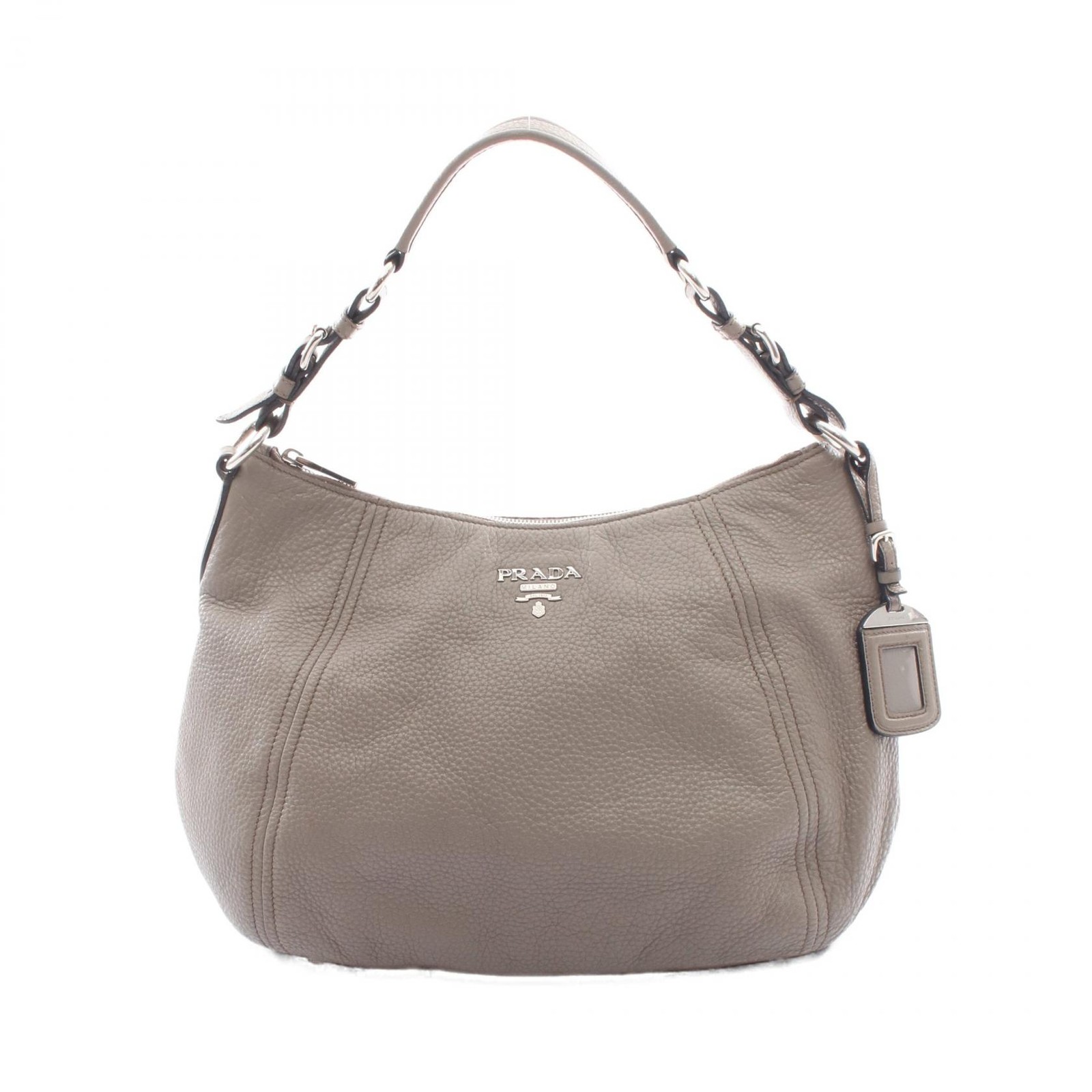 PRADA Shoulder hand Bag leather Beige Used Women