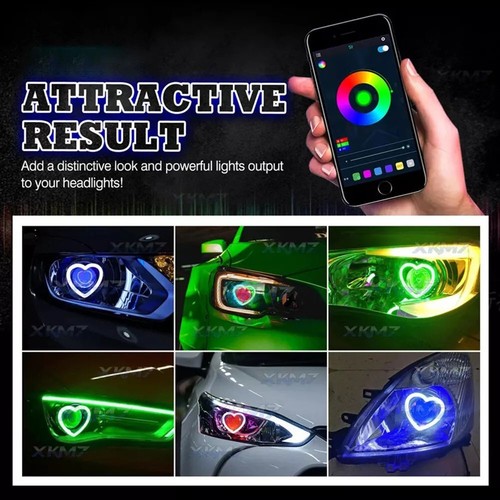 Adjustable Color Options with 2PCS App Controlled RGB Angel Eyes Rings - Picture 8 of 10