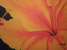 contemporary orange flower large oil painting canvas modern original art black