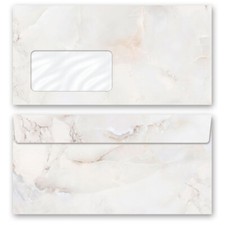 50 enveloppes à motifs au format DIN LONG - MARBRE NATUREL (avec fenêtre) Envelo