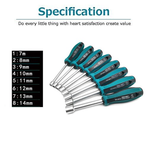 8/10Pcs Hex Nut Driver Socket Screwdriver Chrome Alloy Steel Deep Hole Set - Picture 2 of 23