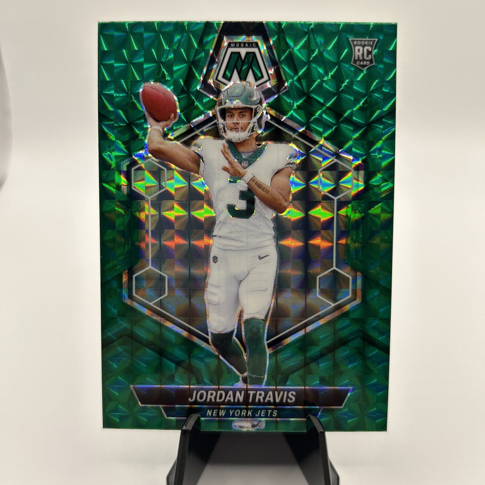 2024 Panini Mosaic Jordan Travis 395 RC Rookie Green Mosaic Prizm Color Match