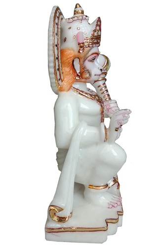 12 Inch white Marble Stone Hanuman Statue Idols Murti Moorti Sculptures Bajrang - Picture 5 of 6