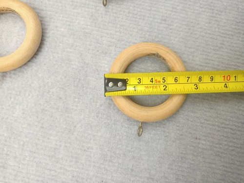 Wooden Curtain Rings X 14 with Screw In Eyelets 45mm Internal 70mm External #2 - Picture 4 of 5